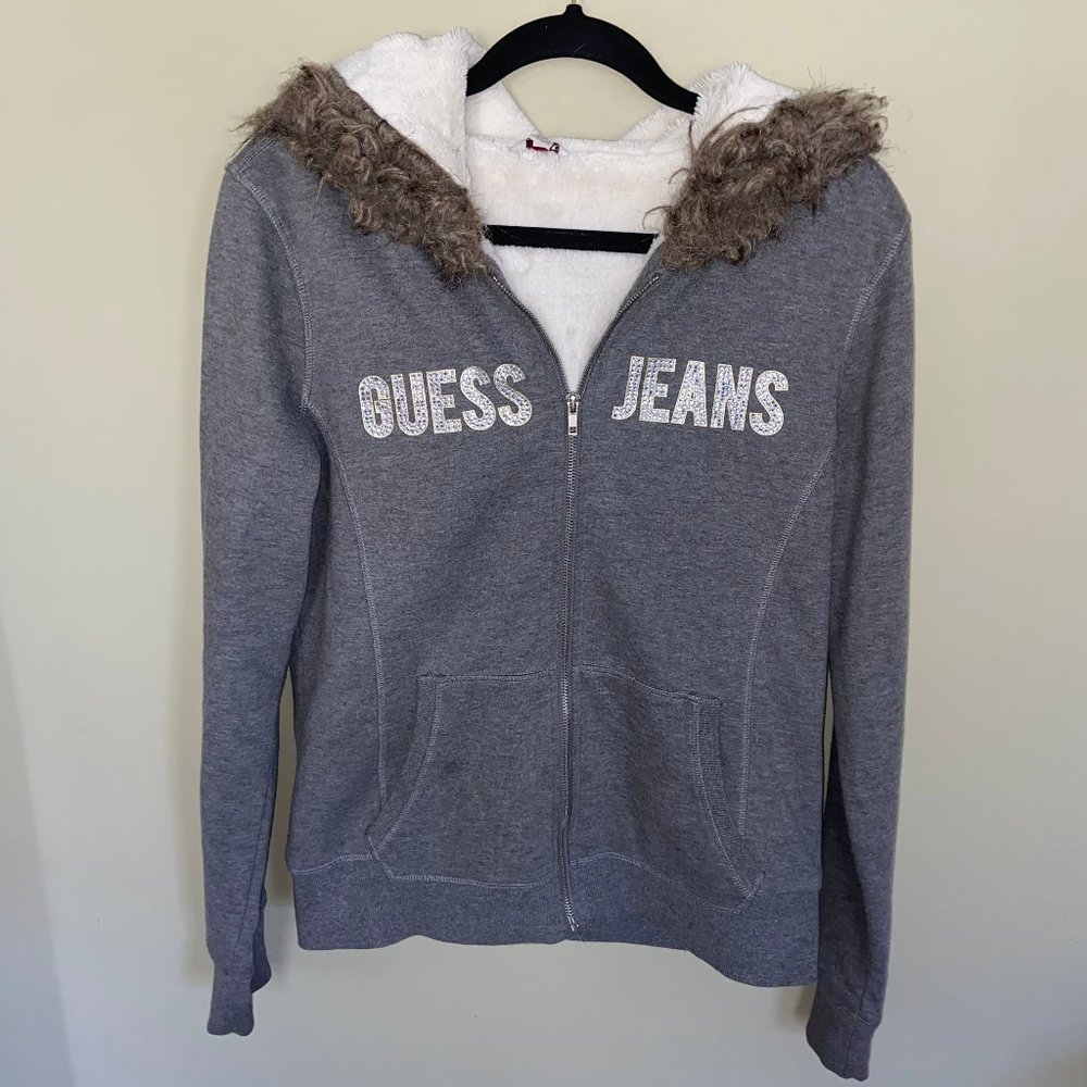 Y2K Guess Jeans Faux Fur Zip-Up Jacket